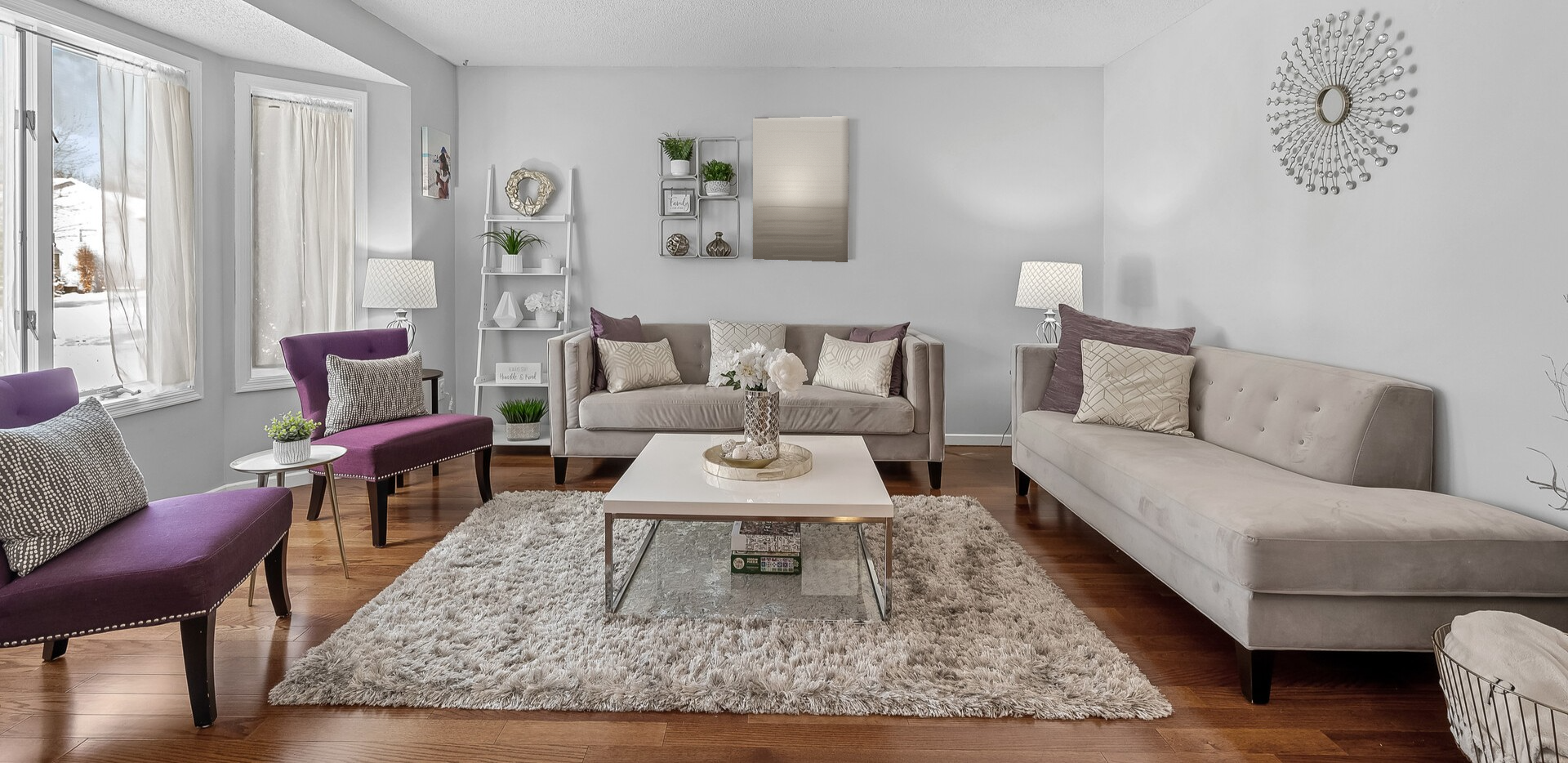 Staged living room ready for listing photos
